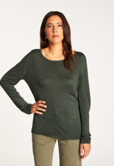 Round neck T-shirt in bamboo cashmere fiber - Aemilia