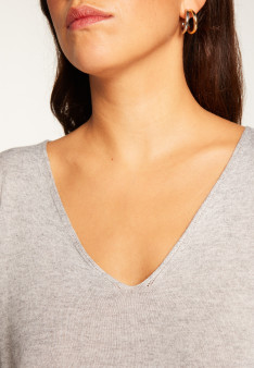 Oversized V-neck T-shirt in bamboo cashmere fiber - Rica