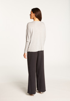 Oversized V-neck T-shirt in bamboo cashmere fiber - Rica