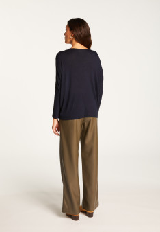 Oversized V-neck T-shirt in bamboo cashmere fiber - Rica