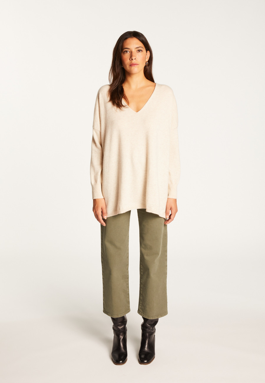 Oversized V-neck sweater in cashmere - Apolline