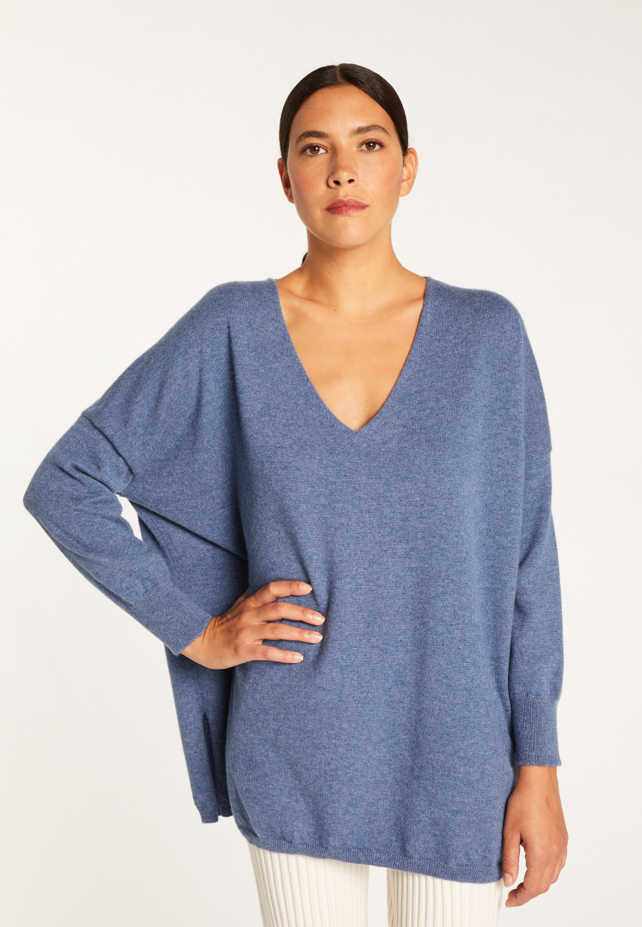 Oversized V-neck sweater in cashmere - Apolline