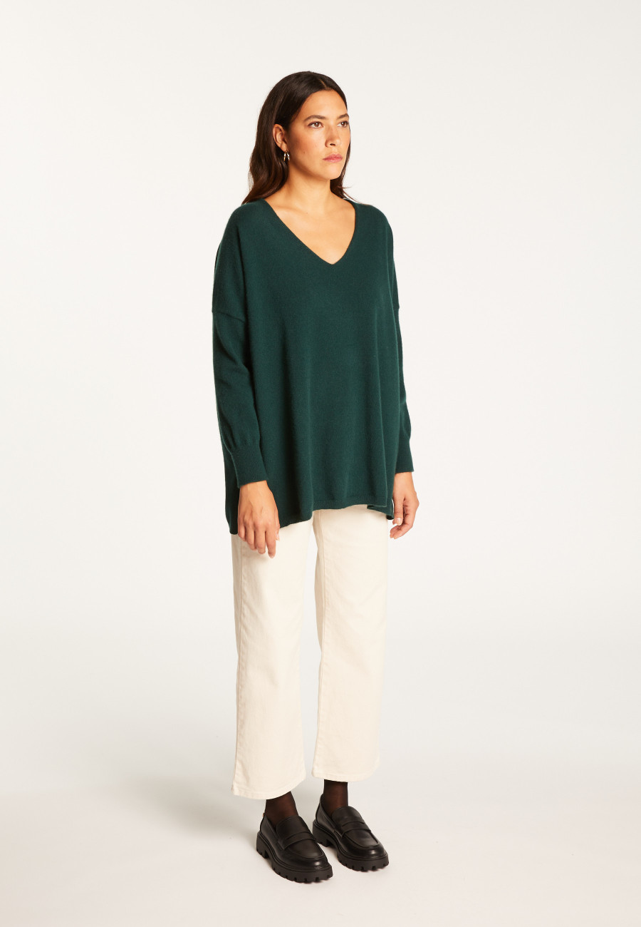 Oversized V-neck sweater in cashmere - Apolline