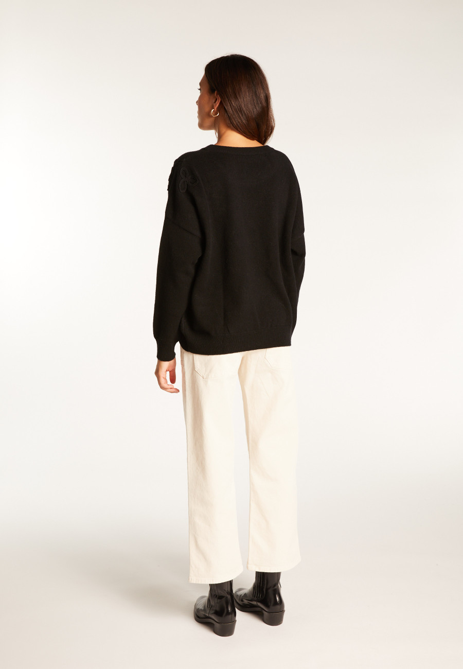 Embroidery sweater in wool and cashmere - Rachel