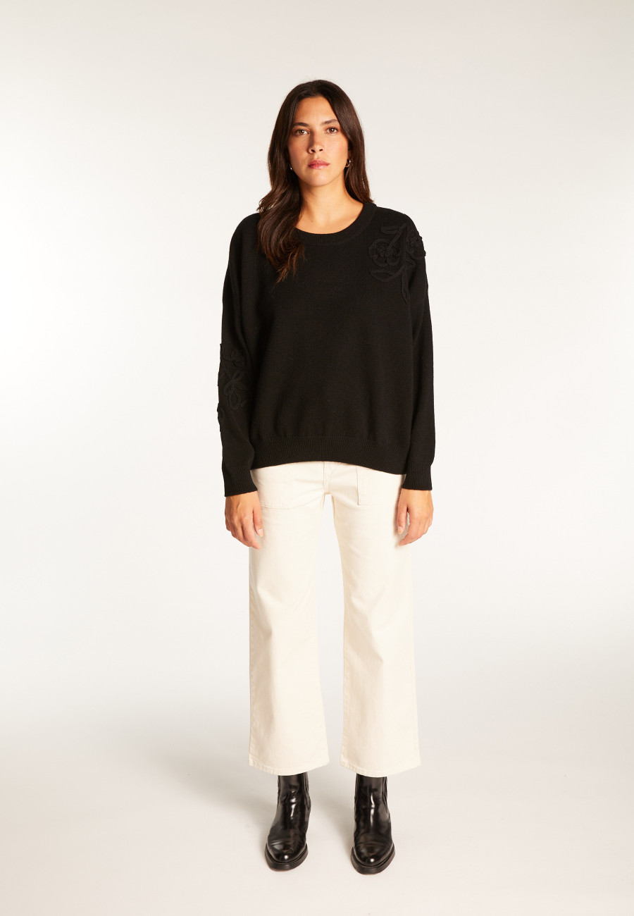 Embroidery sweater in wool and cashmere - Rachel