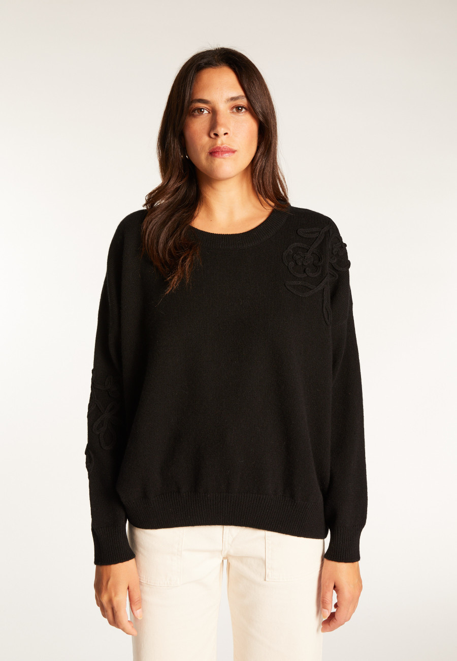 Embroidery sweater in wool and cashmere - Rachel