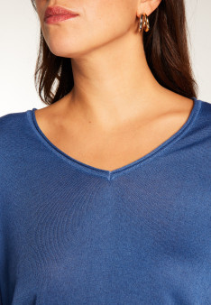 V-neck T-shirt in bamboo cashmere fiber - Aeline