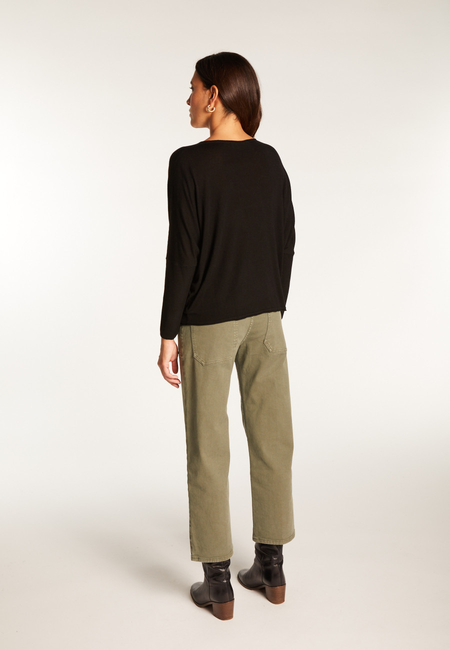 Oversized V-neck T-shirt in bamboo cashmere fiber - Rica