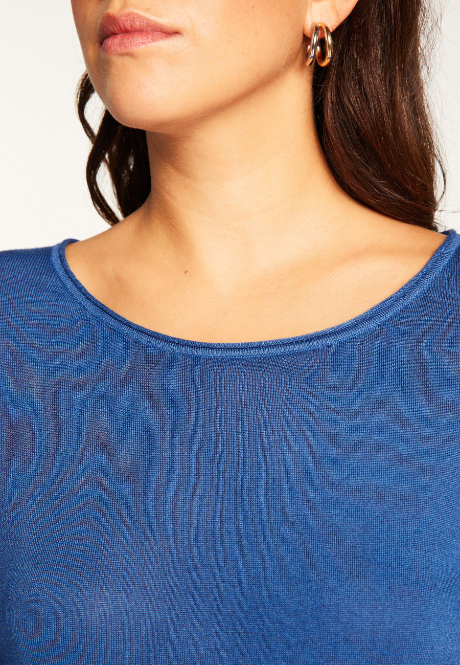 Round neck T-shirt in bamboo cashmere fiber - Aemilia