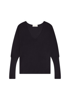 Oversized V-neck T-shirt in bamboo cashmere fiber - Rica