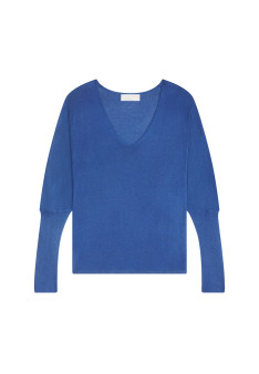 Oversized V-neck T-shirt in bamboo cashmere fiber - Rica