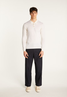 Merino wool long sleeve polo shirt - Eni