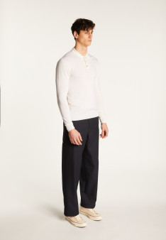 Merino wool long sleeve polo shirt - Eni