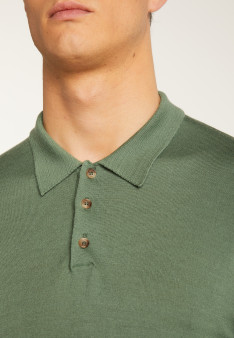 Merino wool long sleeve polo shirt - Eni