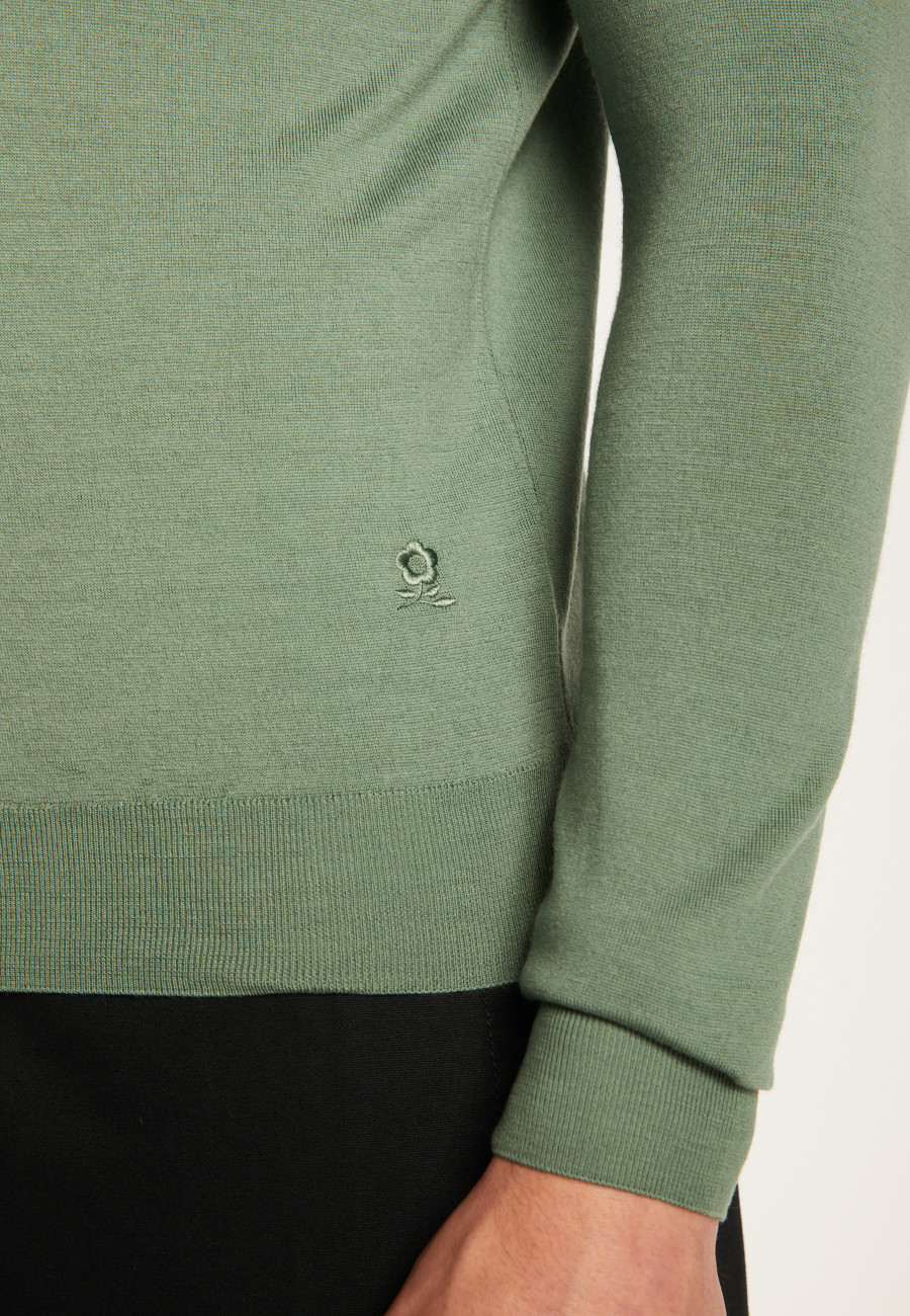 Merino wool long sleeve polo shirt - Eni