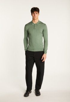 Merino wool long sleeve polo shirt - Eni