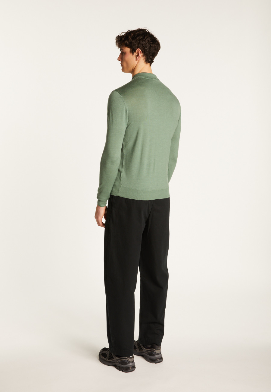 Merino wool long sleeve polo shirt - Eni