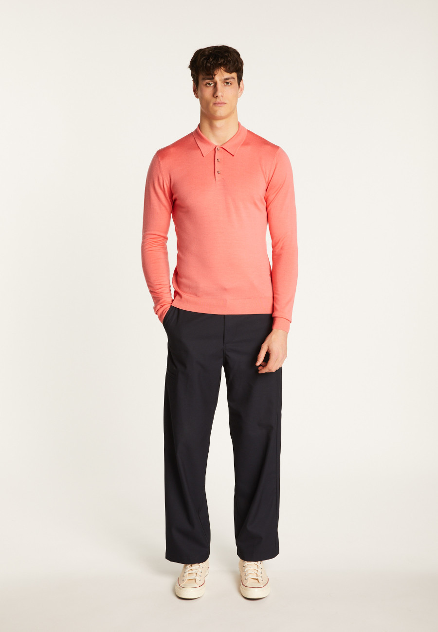 Merino wool long sleeve polo shirt - Eni