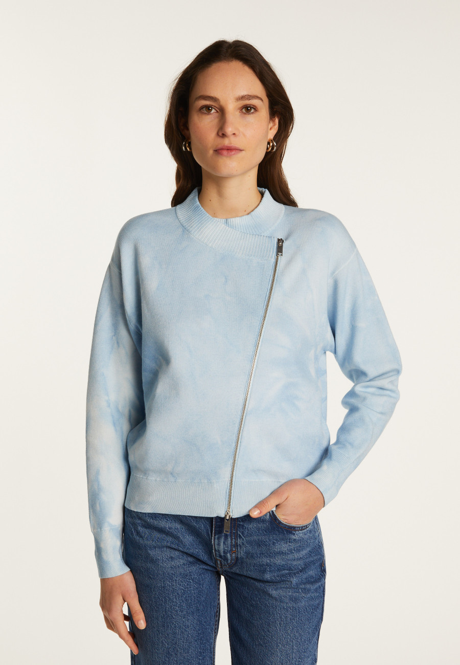 Wool Blend Zip-Up Sweater - Freya