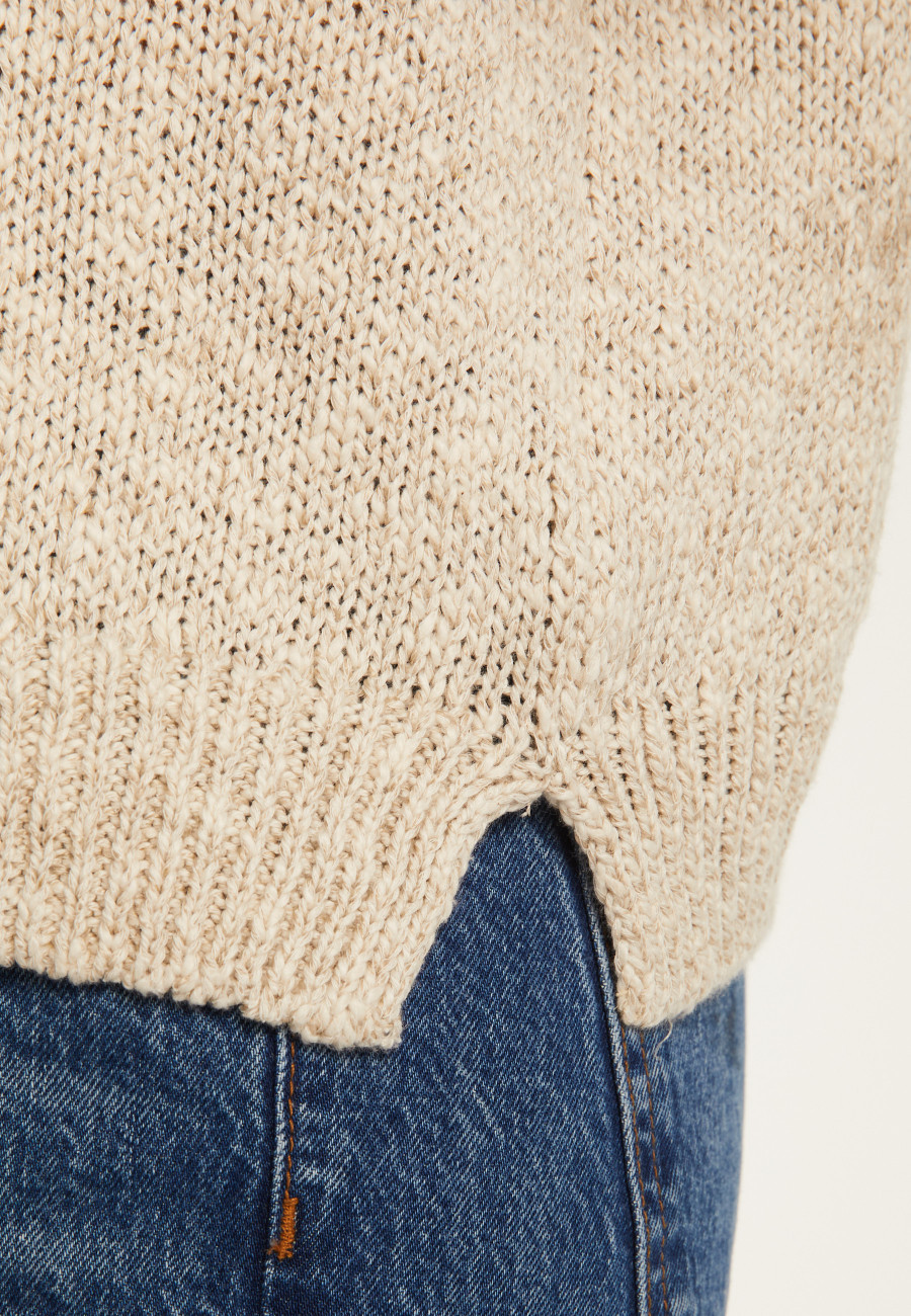 V-neck cotton and linen sweater - Nathalie