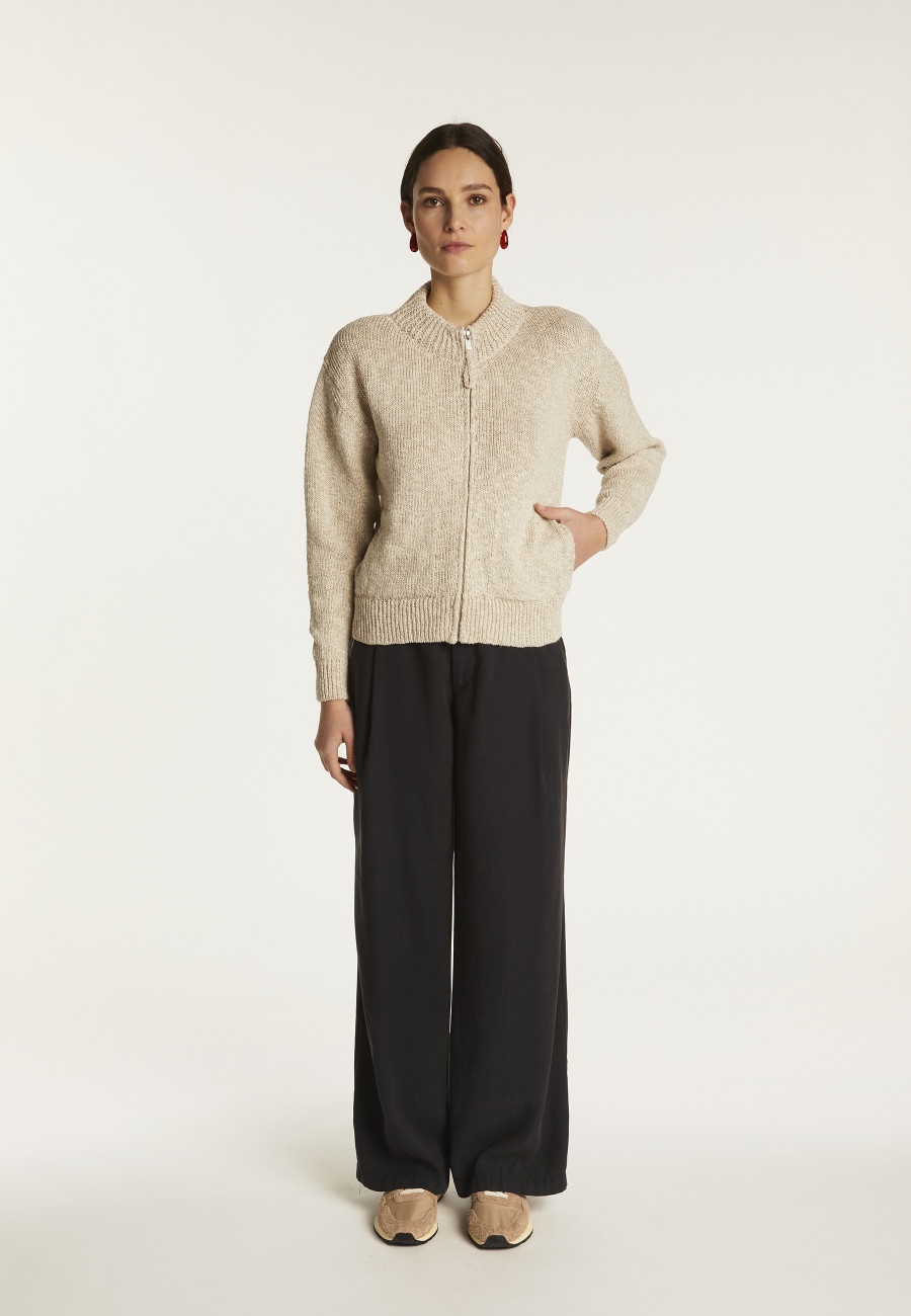 Cotton and linen zipped jacket - Flora