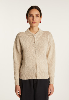 Cotton and linen zipped jacket - Flora