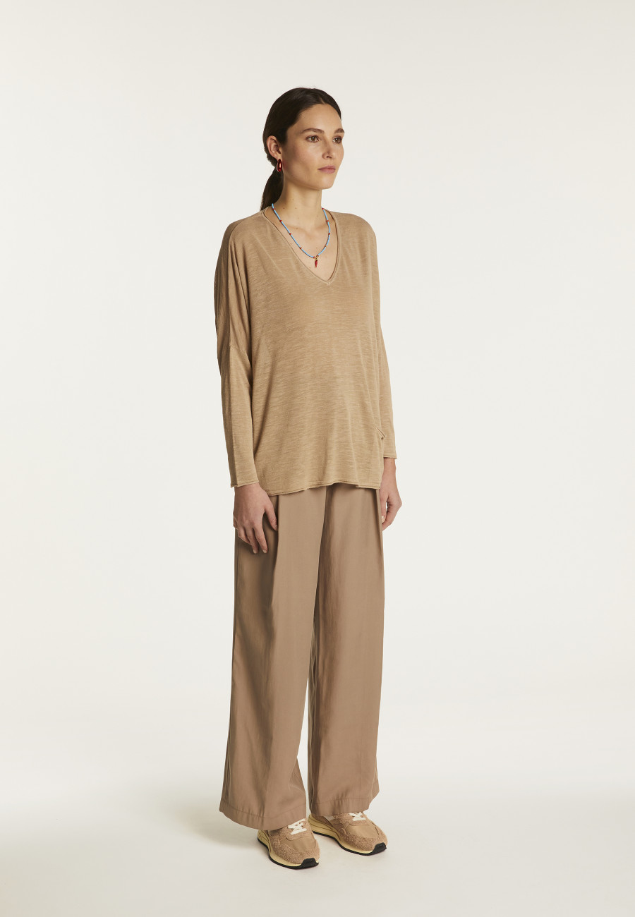 Batwing sleeve sweater in slub linen - Balou