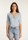 Flamed linen V-neck t-shirt - Bonbon