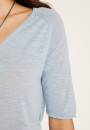 Flamed linen V-neck t-shirt - Bonbon