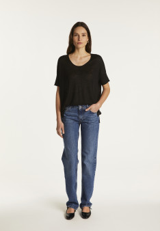 Round neck t-shirt in flamed linen - Béatrice