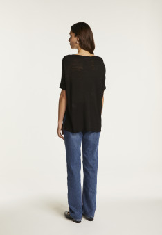 Round neck t-shirt in flamed linen - Béatrice