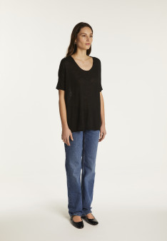 Round neck t-shirt in flamed linen - Béatrice