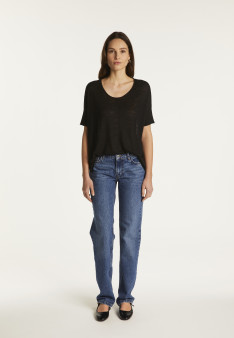 Round neck t-shirt in flamed linen - Béatrice