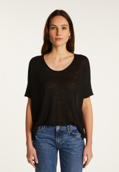 Round neck t-shirt in flamed linen - Béatrice