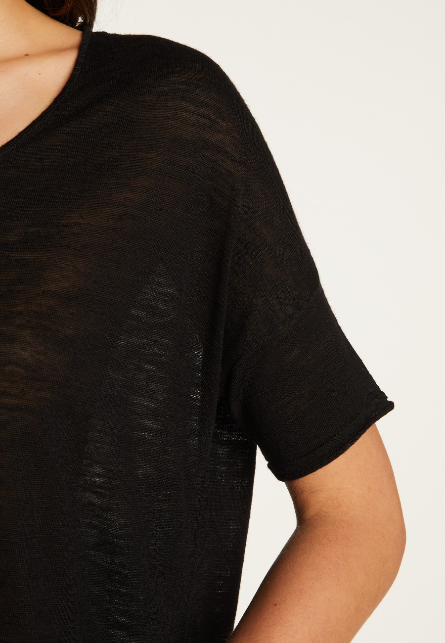 Round neck t-shirt in flamed linen - Béatrice