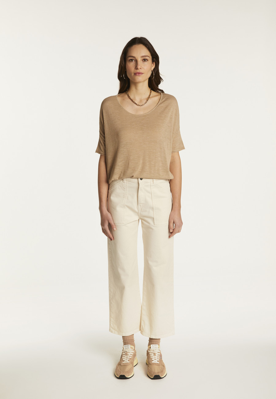 Round neck t-shirt in flamed linen - Béatrice