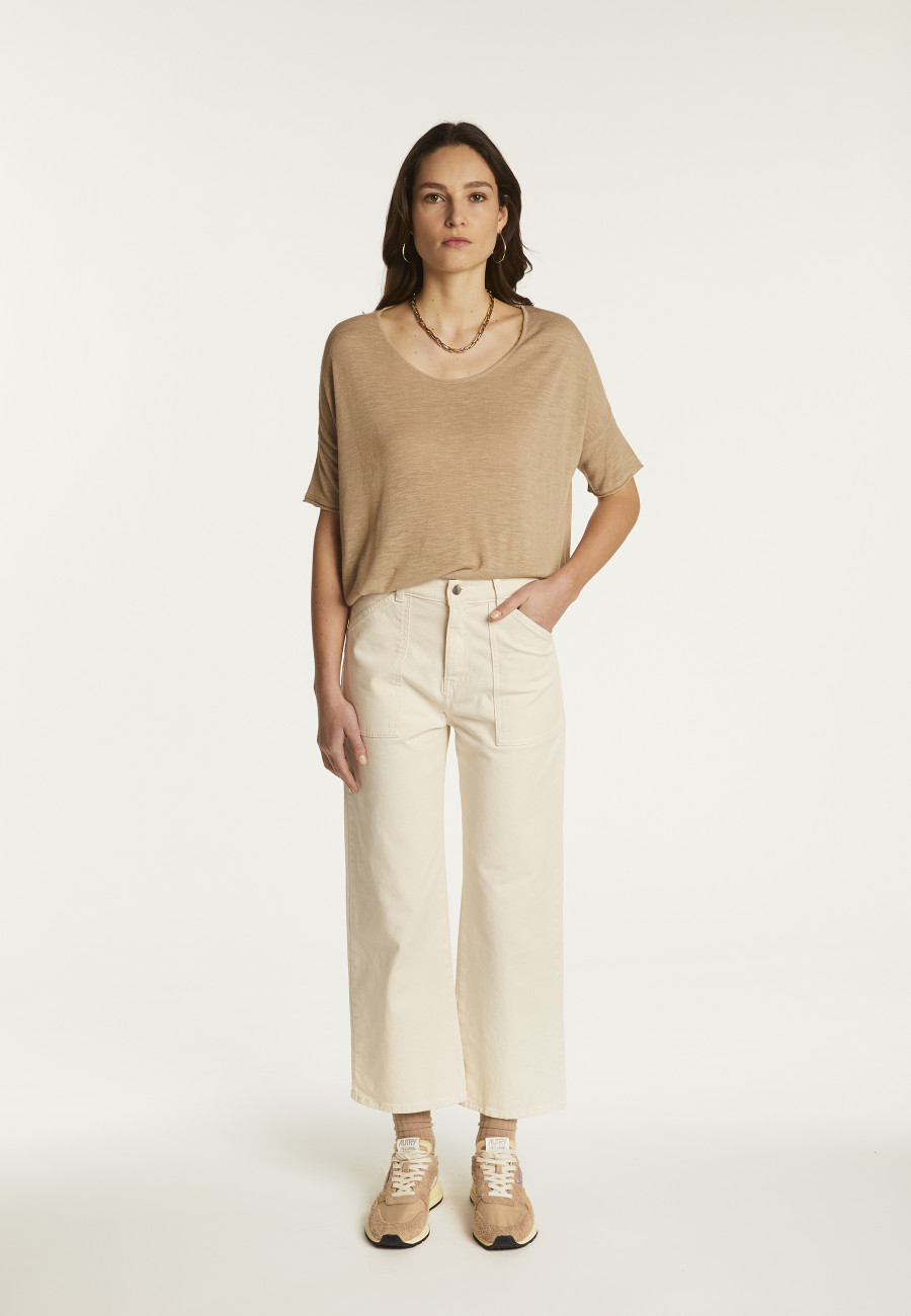 Round neck t-shirt in flamed linen - Béatrice