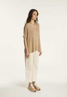 Round neck t-shirt in flamed linen - Béatrice