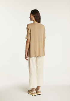 Round neck t-shirt in flamed linen - Béatrice