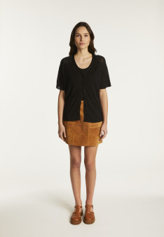 Flamed Linen Button T-Shirt - Lily