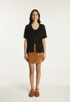 Flamed Linen Button T-Shirt - Lily