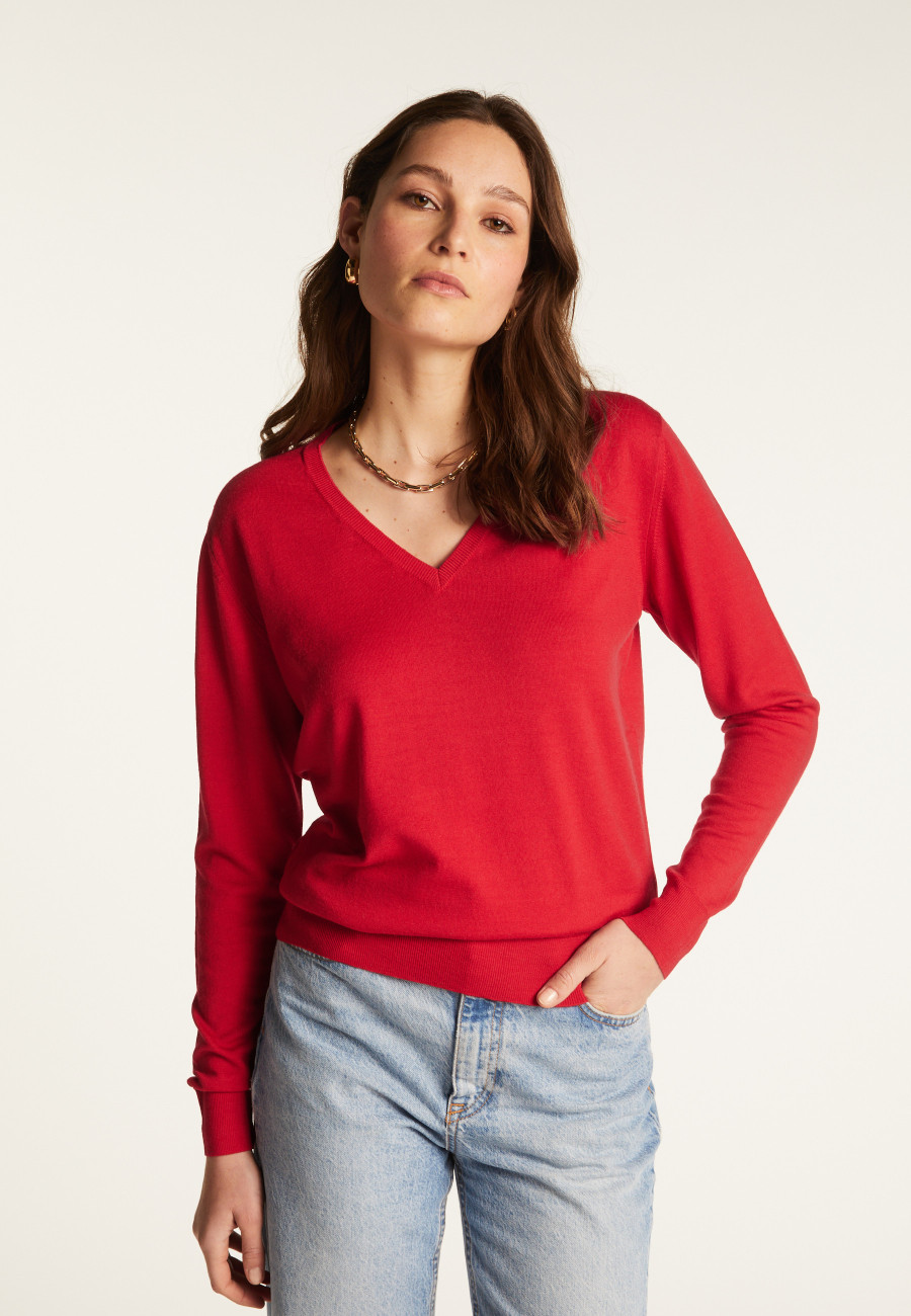 V-neck in merino wool - Arya