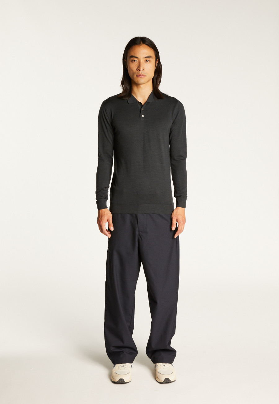 Jumper with polo shirt collar in merino wool - Beni