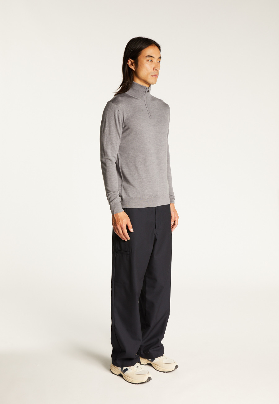 Trucker neck sweater with logo in merino wool - Ryan