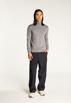 Trucker neck sweater with logo in merino wool