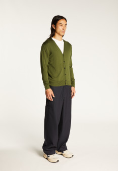 Buttoned vest with logo in merino wool