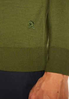 Buttoned vest with logo in merino wool