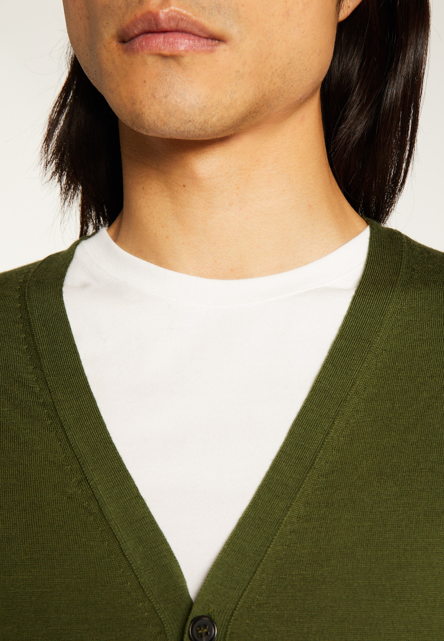Buttoned vest with logo in merino wool - Etienne