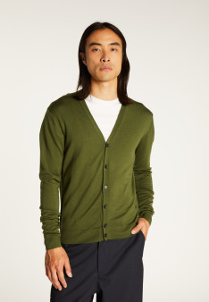 Buttoned vest with logo in merino wool