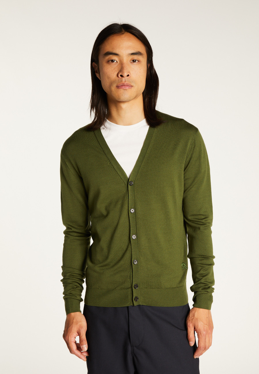 Buttoned vest with logo in merino wool - Etienne
